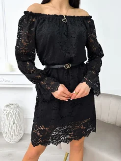 Czarna Koronkowa Hiszpanka 11349-144-B|Modna Kiecka Discount