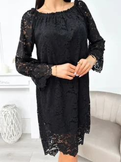 Czarna Koronkowa Hiszpanka 11349-144-B|Modna Kiecka Discount