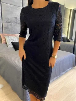 Czarna Koronkowa Sukienka 11436-505-B|Modna Kiecka Clearance