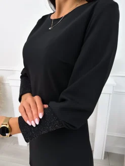 Czarna Sukienka 11440-318-B|Modna Kiecka Hot