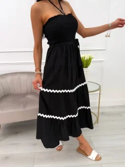 Czarna Sukienka bez Rękawów 14022-74-C|Modna Kiecka Fashion