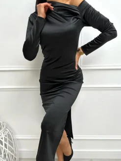 Czarna Sukienka Maxi 13377-424-B|Modna Kiecka New