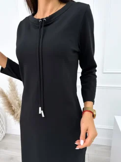 Czarna Sukienka z Kieszeniami 10695-515-B|Modna Kiecka Best