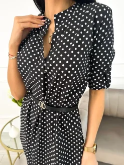 Czarna Sukienka/Tunika w Groszki 9953-220-Q|Modna Kiecka Sale