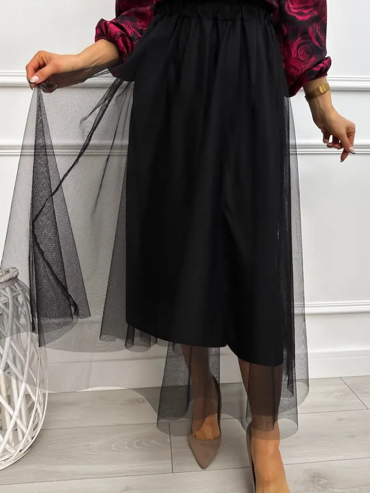 Czarna Tiulowa Spódnica 13274-86-C|Modna Kiecka Fashion
