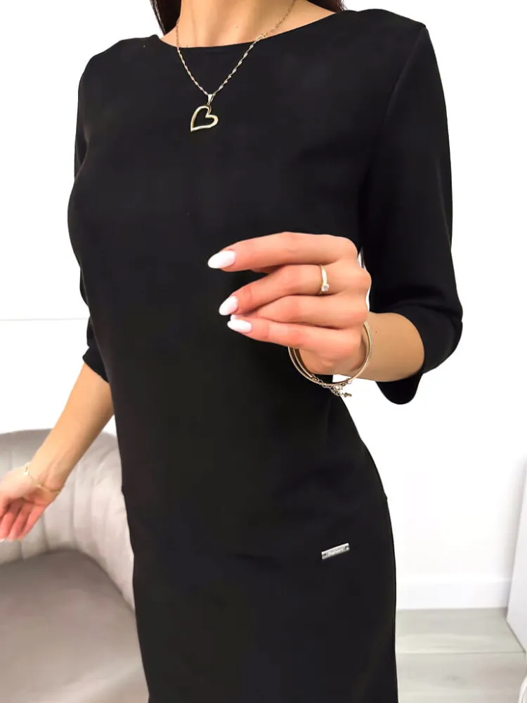 Czarna Zamszowa Sukienka 11132-281-C|Modna Kiecka Online