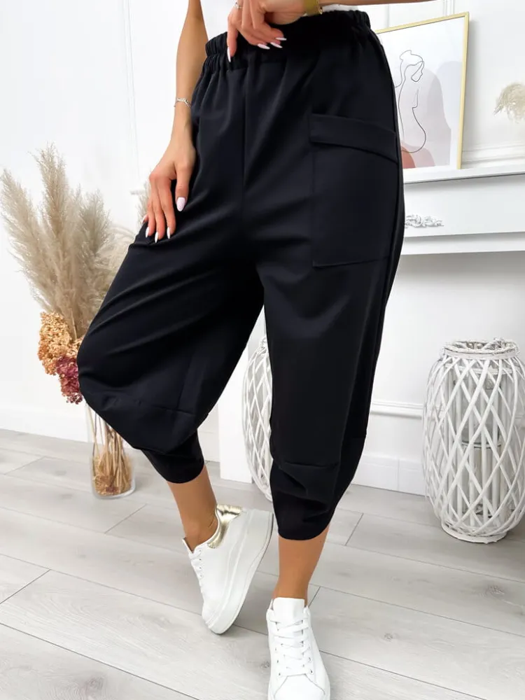 Czarne Spodnie 12078-94-B|Modna Kiecka New