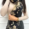 Czarno-Brązowy Szalik ze Wzorem 13348-28-A|Modna Kiecka Hot