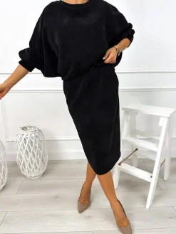 Czarny Komplet Bluza + Spódnica 12836-302-E|Modna Kiecka Hot