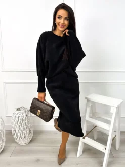 Czarny Komplet Bluza + Spódnica 12836-302-E|Modna Kiecka Hot