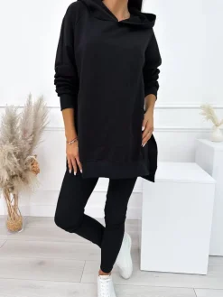 Czarny Komplet Bluza Oversize + Legginsy 10450-203-C|Modna Kiecka Outlet