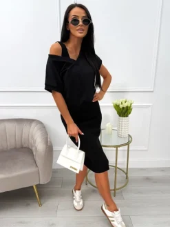 Czarny Komplet Bluzeczka + Sukienka 13790-190-B|Modna Kiecka Fashion
