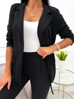 Czarny Komplet Narzutka + Spodnie 12399-96-F|Modna Kiecka Fashion
