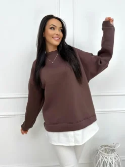 Czekoladowa Bluza Oversize 13445-418-D|Modna Kiecka Sale