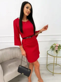 Czerwona Klasyczna Sukienka 13514-118-C|Modna Kiecka Hot