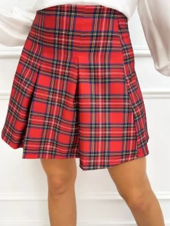 Czerwona Spódniczka Mini w Kratę 13268-403 13268-403-Q|Modna Kiecka Best