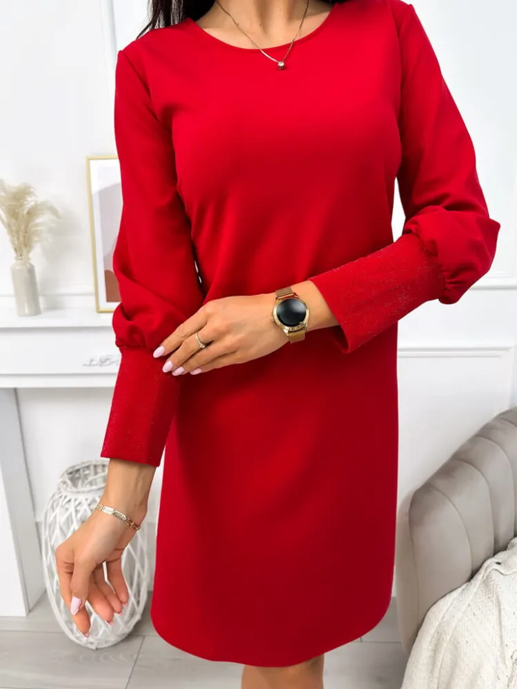 Czerwona Sukienka 11440-318-C|Modna Kiecka Clearance