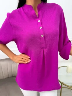 Fioletowa Asymetryczna Bluzka 13718-142-C|Modna Kiecka Fashion