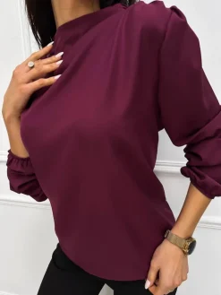 Fioletowa Klasyczna Bluzka 13284-315-C|Modna Kiecka Clearance