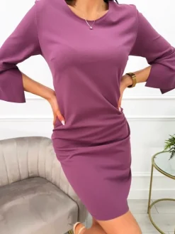 Fioletowa Klasyczna Sukienka 13514-118-D|Modna Kiecka Hot