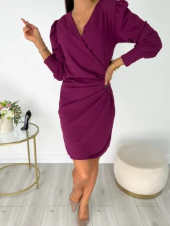 Fioletowa Kopertowa Sukienka 11698-18-C|Modna Kiecka Hot
