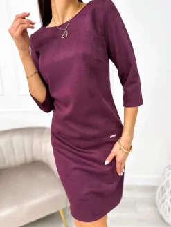 Fioletowa Zamszowa Sukienka 11132-281-D|Modna Kiecka Sale