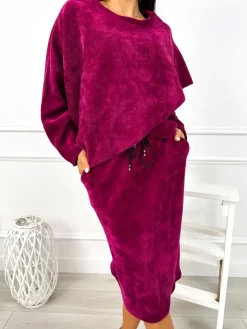 Fioletowy Komplet Bluza + Spódnica 12836-302-F|Modna Kiecka Clearance