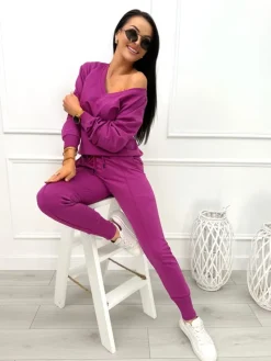 Fuksjowy Komplet Bluza + Spodnie 10557-115-I|Modna Kiecka Best
