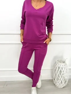Fuksjowy Komplet Bluza + Spodnie 10557-115-I|Modna Kiecka Best