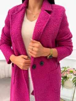 Fuksjowy Płaszcz z Kieszeniami 10793-280-L|Modna Kiecka New