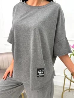 Grafitowy Dresowy Komplet 13653-521-E|Modna Kiecka Fashion