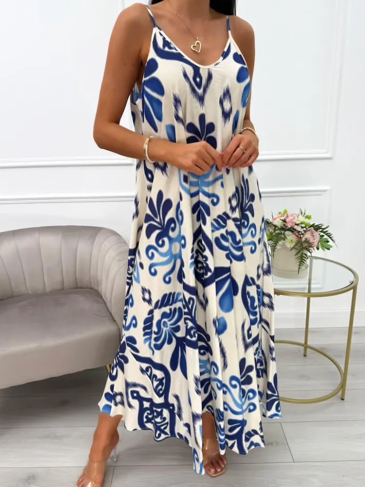 Granatowo-Beżowa Sukienka Oversize 14015-120-C|Modna Kiecka Discount