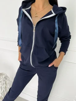 Granatowy Komplet Dresowy 11419-503-I|Modna Kiecka Fashion