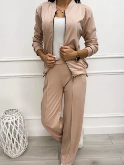 Jasnobeżowy Komplet Bluza + Spodnie 12670-184-E|Modna Kiecka Fashion