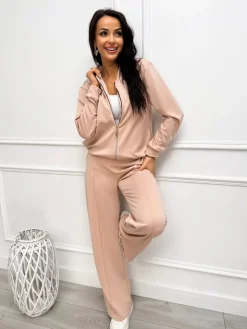 Jasnobeżowy Komplet Bluza + Spodnie 12670-184-E|Modna Kiecka Fashion