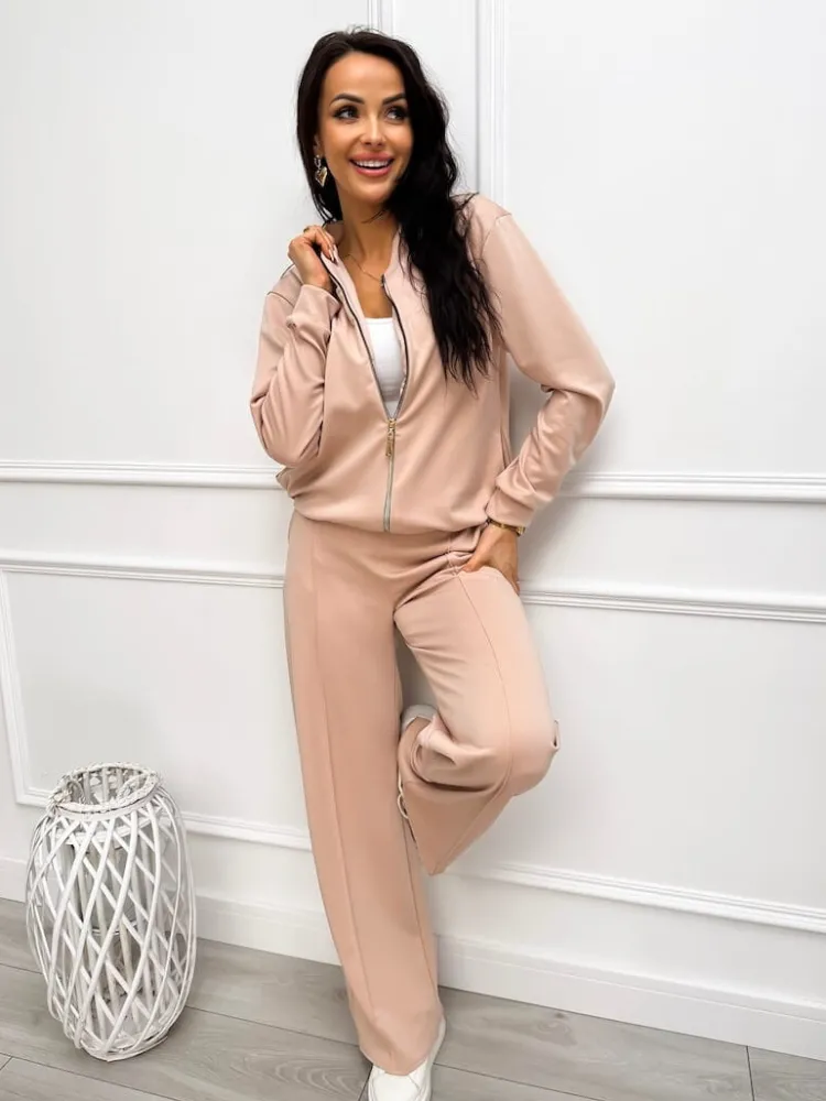 Jasnobeżowy Komplet Bluza + Spodnie 12670-184-E|Modna Kiecka Fashion