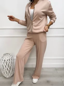 Jasnobeżowy Komplet Bluza + Spodnie 12670-184-E|Modna Kiecka Fashion