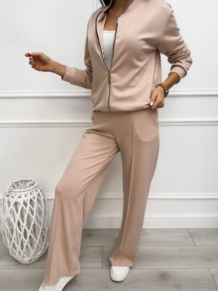 Jasnobeżowy Komplet Bluza + Spodnie 12670-184-E|Modna Kiecka Fashion