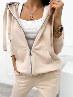 Jasnobeżowy Komplet Dresowy 11419-503-L|Modna Kiecka Discount