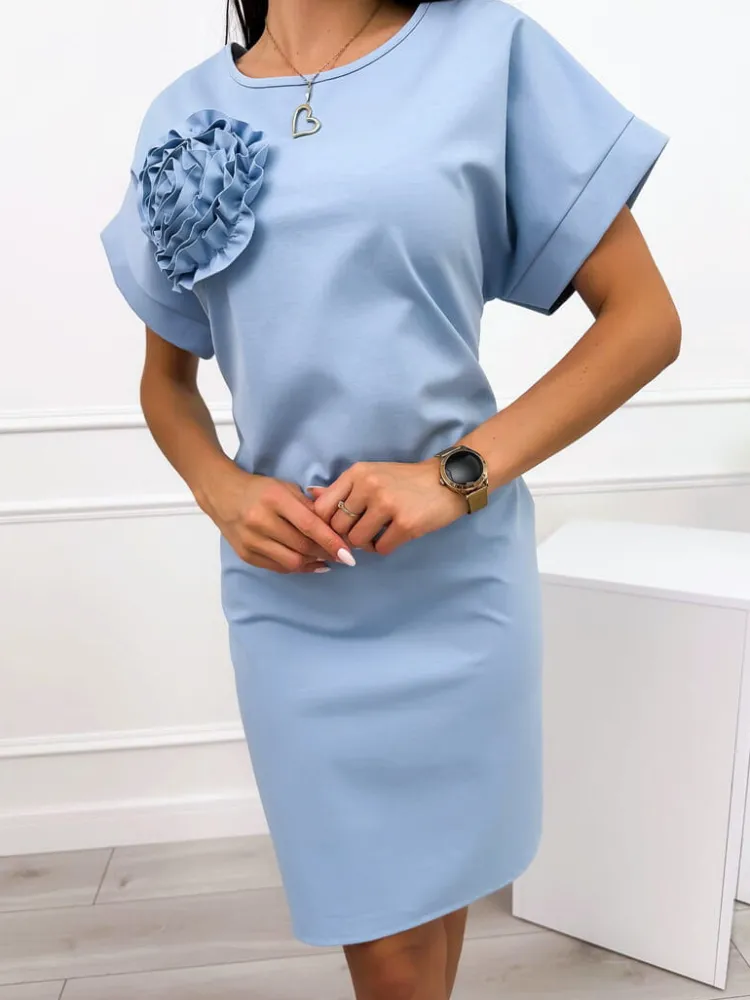 Jasnoniebieska Sukienka z Ozdobą 12353-337-E|Modna Kiecka Best