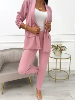 Jasnoróżowy Klasyczny Komplet 11647-92-I|Modna Kiecka New