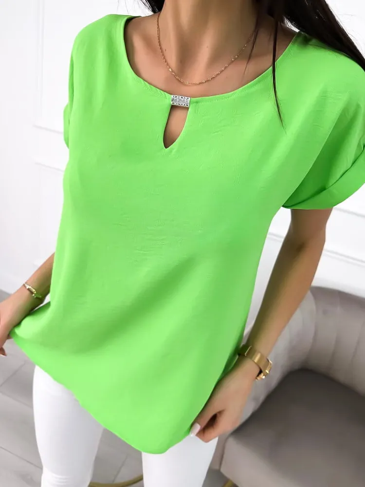 Jasnozielona Klasyczna Bluzka 9812-149-G|Modna Kiecka Discount