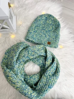 Jasnozielony Komplet Czapka + Szalik 13303-334-B|Modna Kiecka Hot