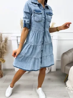 Jeansowa Sukienka Oversize  11794-47-Q|Modna Kiecka Discount