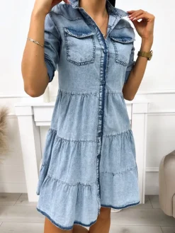 Jeansowa Sukienka Oversize  11794-47-Q|Modna Kiecka Discount