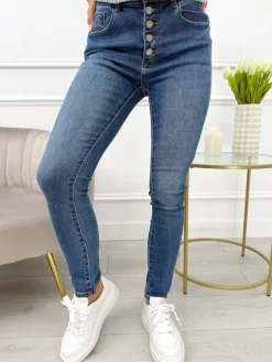 Jeansowe Spodnie z Kieszeniami 13660-533-Q|Modna Kiecka Sale
