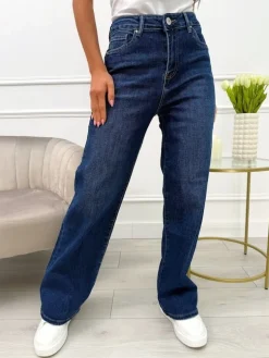Jeansowe Spodnie z Szeroką Nogawką 13663-110-Q|Modna Kiecka Discount