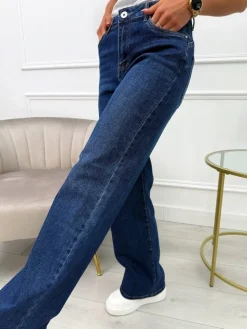 Jeansowe Spodnie z Szeroką Nogawką 13663-110-Q|Modna Kiecka Discount