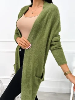 Khaki Kardigan 12630-156-F|Modna Kiecka Discount