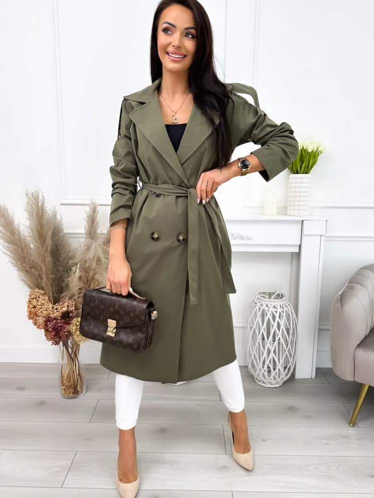 Khaki Trencz 12112-205-C|Modna Kiecka Best